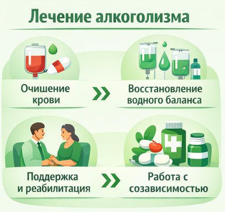 лечение алкоголизма в Нурлате этапы